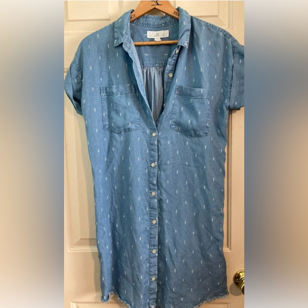 Women’s Thread and Supply Shirt - Size S  Blue Denim Color Frayed Bottom